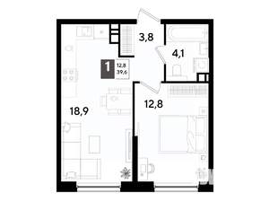 1-к квартира, вторичка, 40м2, 6/16 этаж