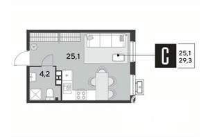 Студия квартира, строящийся дом, 29м2, 8/18 этаж