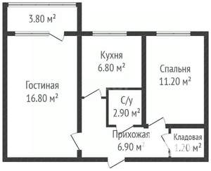 2-к квартира, вторичка, 45м2, 5/5 этаж