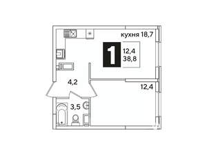 1-к квартира, вторичка, 39м2, 11/16 этаж