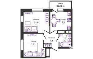 2-к квартира, сданный дом, 43м2, 23/24 этаж