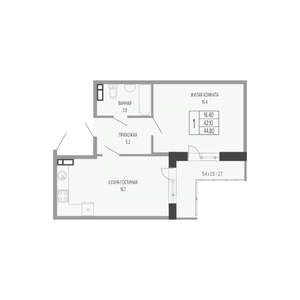 1-к квартира, вторичка, 45м2, 4/17 этаж