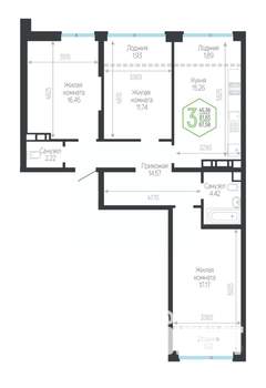 3-к квартира, вторичка, 88м2, 10/24 этаж