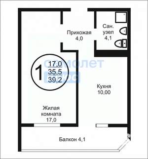 1-к квартира, вторичка, 35м2, 10/16 этаж