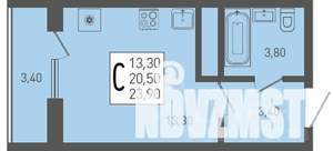 Студия квартира, строящийся дом, 24м2, 18/24 этаж
