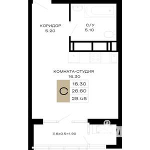 Студия квартира, вторичка, 29м2, 18/23 этаж