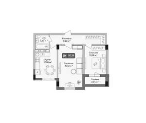 2-к квартира, вторичка, 50м2, 1/9 этаж