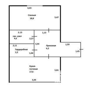 1-к квартира, вторичка, 45м2, 19/22 этаж