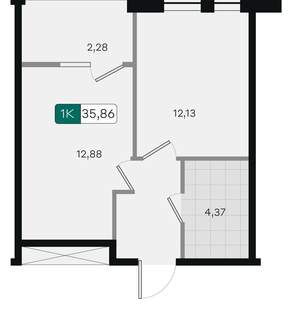 1-к квартира, вторичка, 36м2, 14/18 этаж