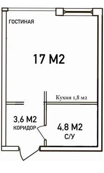 Студия квартира, вторичка, 25м2, 8/16 этаж