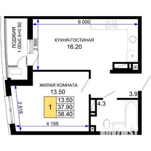 1-к квартира, вторичка, 38м2, 4/18 этаж