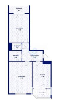 2-к квартира, вторичка, 57м2, 7/22 этаж