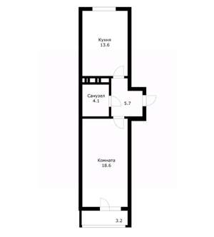 1-к квартира, вторичка, 42м2, 5/24 этаж