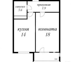 1-к квартира, вторичка, 43м2, 12/16 этаж