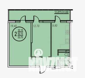 2-к квартира, вторичка, 54м2, 13/18 этаж
