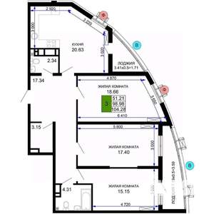 3-к квартира, вторичка, 103м2, 21/24 этаж
