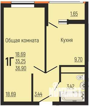 1-к квартира, вторичка, 35м2, 14/24 этаж