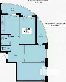 3-к квартира, вторичка, 84м2, 6/22 этаж