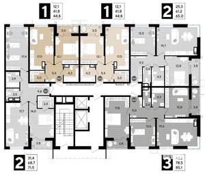 3-к квартира, строящийся дом, 85м2, 15/16 этаж