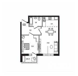 1-к квартира, вторичка, 46м2, 2/9 этаж