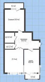 2-к квартира, вторичка, 80м2, 8/21 этаж