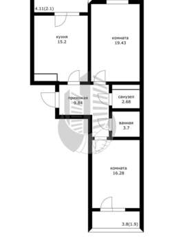 2-к квартира, вторичка, 71м2, 11/16 этаж