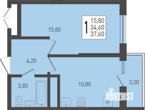 1-к квартира, вторичка, 38м2, 4/24 этаж