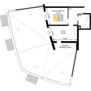 1-к квартира, вторичка, 66м2, 2/18 этаж