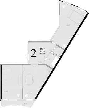 2-к квартира, вторичка, 86м2, 2/16 этаж