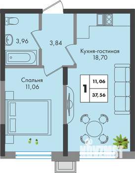 1-к квартира, вторичка, 38м2, 3/9 этаж