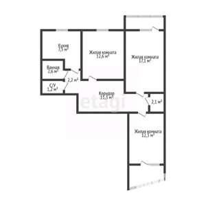 3-к квартира, вторичка, 73м2, 3/9 этаж