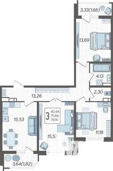 3-к квартира, вторичка, 81м2, 11/23 этаж