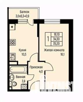 1-к квартира, вторичка, 35м2, 1/3 этаж