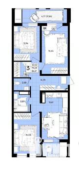 3-к квартира, вторичка, 86м2, 4/18 этаж