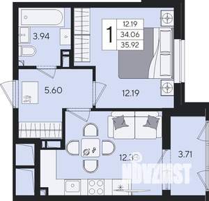 1-к квартира, вторичка, 36м2, 6/8 этаж