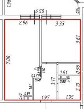 1-к квартира, вторичка, 55м2, 7/24 этаж