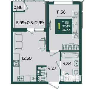 1-к квартира, вторичка, 36м2, 8/18 этаж