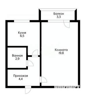1-к квартира, вторичка, 37м2, 1/4 этаж