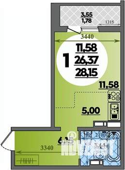 Студия квартира, строящийся дом, 28м2, 4/16 этаж