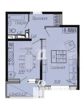 1-к квартира, вторичка, 45м2, 8/20 этаж