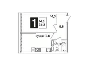 1-к квартира, вторичка, 36м2, 16/16 этаж