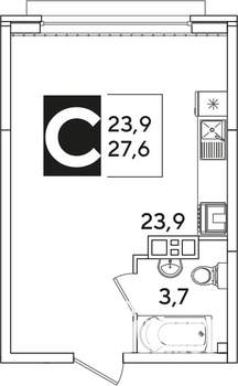 Студия квартира, вторичка, 28м2, 2/16 этаж