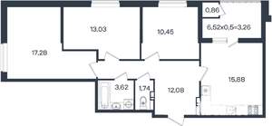 3-к квартира, вторичка, 78м2, 5/18 этаж