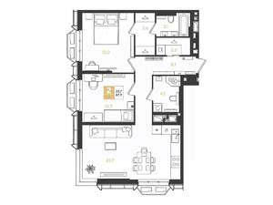 2-к квартира, вторичка, 68м2, 5/18 этаж