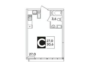 Студия квартира, вторичка, 31м2, 16/16 этаж