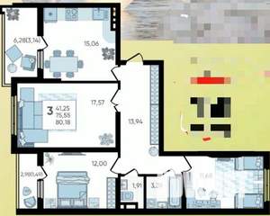 3-к квартира, вторичка, 80м2, 12/17 этаж