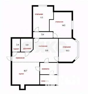3-к квартира, вторичка, 86м2, 14/17 этаж