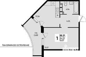 1-к квартира, вторичка, 38м2, 17/22 этаж