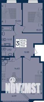 3-к квартира, вторичка, 77м2, 4/18 этаж