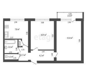 2-к квартира, вторичка, 45м2, 9/9 этаж